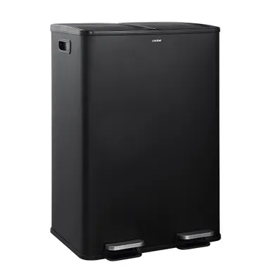 Poubelle 60l, Double Compartiment, Couvercles Silencieux, Noire Poubelle 60l, Double Compartiment, Couvercles Silencieux, Noire