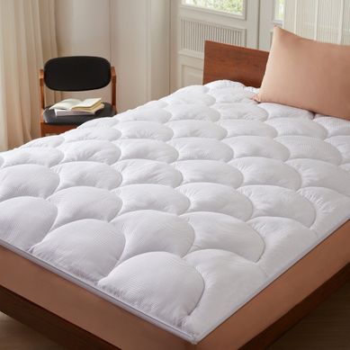 Surmatelas Rafraîchissant 140x190 Cm Microfibre Gaufrée Premium Blanc, 4 Cm, Fixation Élastique