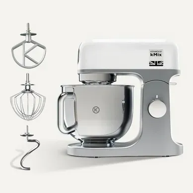 Robot Pâtissier 1000 W, Bol Inox 5 L, Mouvement Planétaire, Blanc