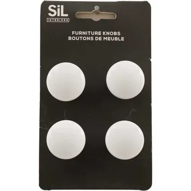 Ensemble De 4 Boutons De Meuble En Alu Blanc Ensemble De 4 Boutons De Meuble En Alu Blanc