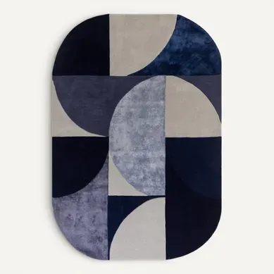 Tapis De Salon Lavo En Laine - Bleu - 160x230 Cm