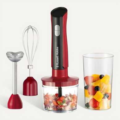 Mixeur Plongeant 3-en-1 Rouge 500 W, 2 Vitesses + Impulsion Mixeur Plongeant 3-en-1 Rouge 500 W, 2 Vitesses + Impulsion