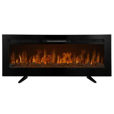 Cheminée Electrique Noire LED 127cm Feu Eclairé Silencieux Chauffage 15-35°c