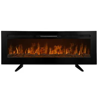 Cheminée Electrique Noire LED 152cm Feu Eclairé Silencieux Chauffage 15-35°c