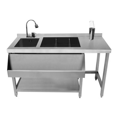 Station Bar À Cocktail Acier Inoxydable 135 Cm X 69cm et Accessoires Incluses Station Bar À Cocktail Acier Inoxydable 135 Cm X 69cm et Accessoires Incluses