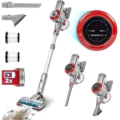 Vc28 Aspirateur Balai Sans Fil De 220w Avec 2 Batteries Au Lithium Rechargeable