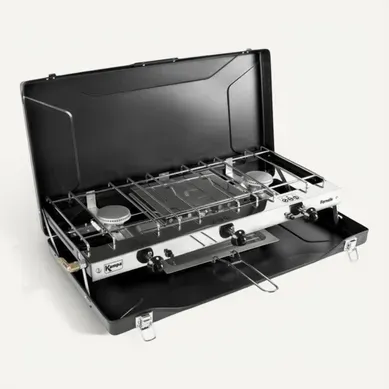 Réchaud Gaz Portable 2 Feux Avec Gril Central Et Mallette Pliable Réchaud Gaz Portable 2 Feux Avec Gril Central Et Mallette Pliable