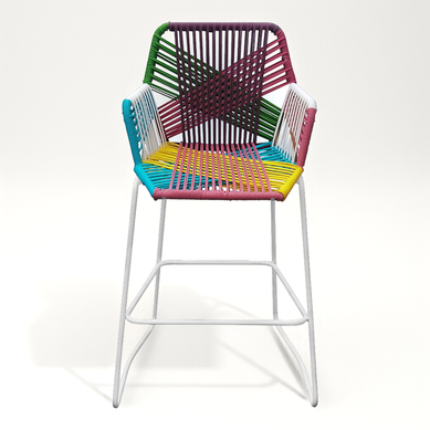 Tabouret De Bar Design Boho Bali En Rotin Synthétique 75 Cm - Zane Multicolore