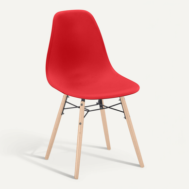Chaise De Salle à Manger - Design Scandinave - Pieds En Bois - Lumi Rouge Chaise De Salle à Manger - Design Scandinave - Pieds En Bois - Lumi Rouge