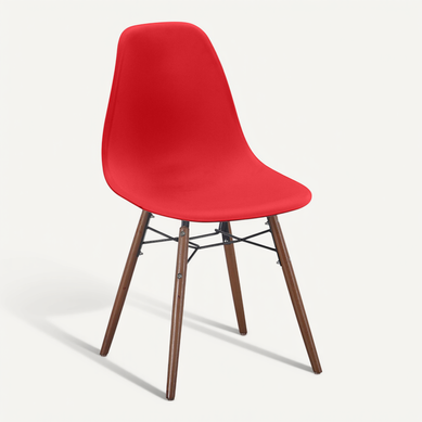 Chaise De Salle à Manger - Design Scandinave - Pieds En Bois Foncé - Lumi Rouge Chaise De Salle à Manger - Design Scandinave - Pieds En Bois Foncé - Lumi Rouge