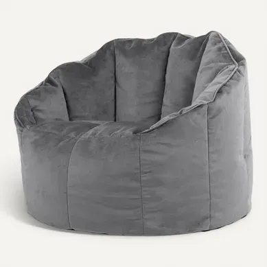 Pouf Fauteuil Sirena Velours Gris Anthracite, Salon, Chambre, 77 X 74cm Pouf Fauteuil Sirena Velours Gris Anthracite, Salon, Chambre, 77 X 74cm