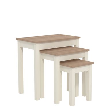 Tables gigognes Dufton – Ensemble gain de place – Style contemporain – Ivoire/Chêne Tables gigognes Dufton – Ensemble gain de place – Style contemporain – Ivoire/Chêne