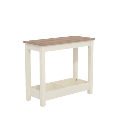 Table d’appoint Dufton – Style contemporain et compact - Ivoire/Chêne Table d’appoint Dufton – Style contemporain et compact - Ivoire/Chêne