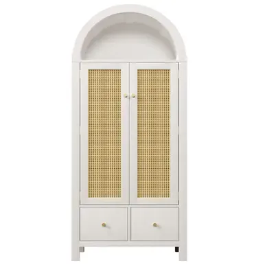 Armoire Avec 2 Portes, 2 Tiroirs Et 1 Niche En Rotin Blanc Armoire Avec 2 Portes, 2 Tiroirs Et 1 Niche En Rotin Blanc