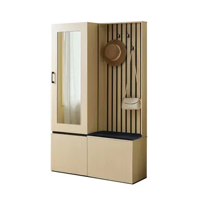 Vestiaire D'entrée Avec Miroir, Banc, Bois
