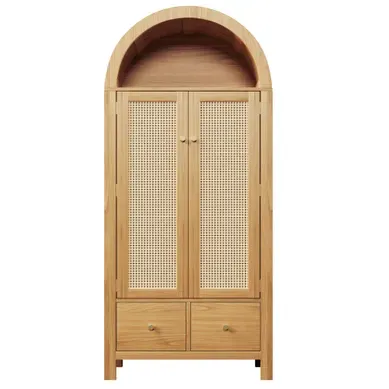Armoire Avec 2 Portes, 2 Tiroirs Et 1 Niche En Rotin Bois Armoire Avec 2 Portes, 2 Tiroirs Et 1 Niche En Rotin Bois