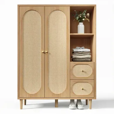 Armoire Avec 2 Portes, 2 Tiroirs Et Penderie, Chêne Armoire Avec 2 Portes, 2 Tiroirs Et Penderie, Chêne