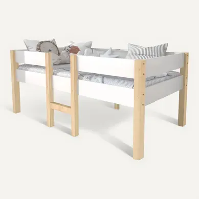 Lit Enfant 90 X 190 Cm Blanc Et Chêne