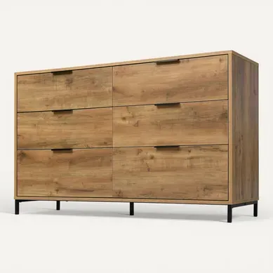 Commode Avec 6 Tiroirs Marron Bois Commode Avec 6 Tiroirs Marron Bois