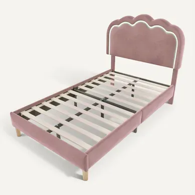 Lit Enfant 90 X 200cm Avec Tête De Lit Réglable En Hauteur  LED