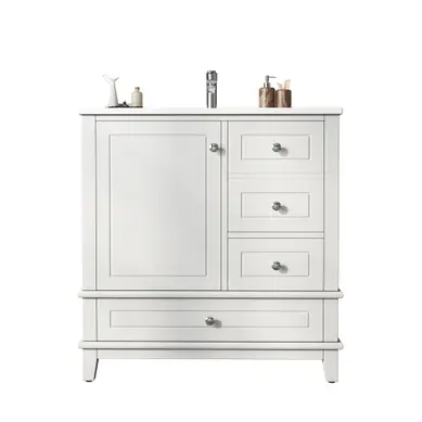 Meuble De Salle De Bain 81 Cm Avec 3 Tiroirs, Blanc Meuble De Salle De Bain 81 Cm Avec 3 Tiroirs, Blanc