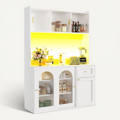 Buffet De Cuisine LED Avec Éclairage Musical-cuisine Hauts -sécurité Anti-basculement-blanc Buffet De Cuisine LED Avec Éclairage Musical-cuisine Hauts -sécurité Anti-basculement-blanc