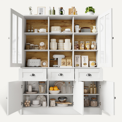 Buffet De Cuisine-140×38,5×175cm-meuble De Cuisine-avec Tiroirs-cuisine, Salon-blanc Buffet De Cuisine-140×38,5×175cm-meuble De Cuisine-avec Tiroirs-cuisine, Salon-blanc