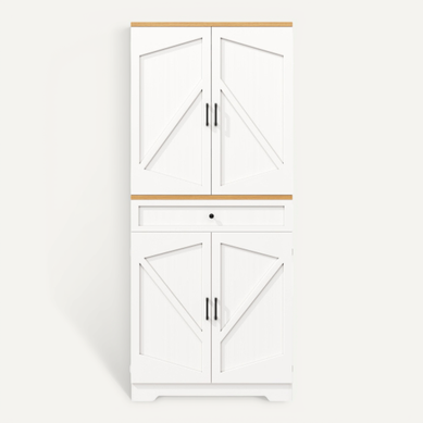 Buffet De Cuisine Multifonctionnelle- Meuble De Rangement Pour Snacks-en Mdf-blanc Et Naturel Buffet De Cuisine Multifonctionnelle- Meuble De Rangement Pour Snacks-en Mdf-blanc Et Naturel