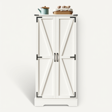 Buffet De Cuisine De 128,5 Cm-éclairage LED Intelligent-sécurité Anti-basculeavec 2 Portes-blanc