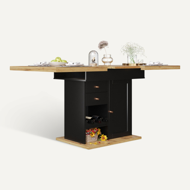 Table à Manger Extensible-table De Cuisine Gain De Place-pour 4 à 6 Personnes- Noire Table à Manger Extensible-table De Cuisine Gain De Place-pour 4 à 6 Personnes- Noire