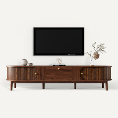 Meuble TV L.170cm Avec 2 Portes Coulissantes Et 1 Tiroir Couleur Noyer