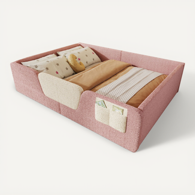 Lit Enfant 140x190 Cm - En Velours Avec Barrières Amovibles - Rangement Intégré - Rose Lit Enfant 140x190 Cm - En Velours Avec Barrières Amovibles - Rangement Intégré - Rose