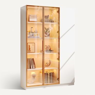 Vitrine Vitrée De 165cm-trois Portes Avec Éclairage LED-sécurité-dispositif Anti-basculement-blanc Vitrine Vitrée De 165cm-trois Portes Avec Éclairage LED-sécurité-dispositif Anti-basculement-blanc