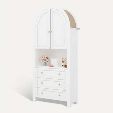 Buffet De Cuisine Avec 2 Portes Et 3 Tiroirs Blanc