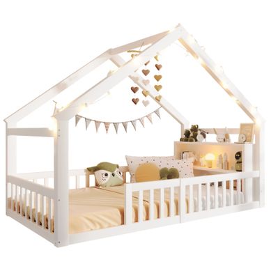 Lit Cabane 90x190cm Avec Sommier Blanc Lit Cabane 90x190cm Avec Sommier Blanc
