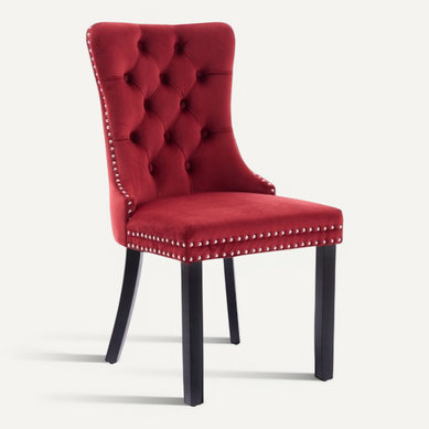Ensemble De 2 Chaises-lot De 2-en Velours-avec Pieds En Bois-rouge Ensemble De 2 Chaises-lot De 2-en Velours-avec Pieds En Bois-rouge