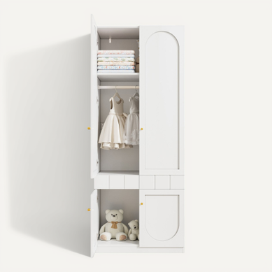 Armoire Laquée-avec Tiroirs Pression-meuble De Chambre-en Mdf Et Poignées En Métal-blanc Armoire Laquée-avec Tiroirs Pression-meuble De Chambre-en Mdf Et Poignées En Métal-blanc