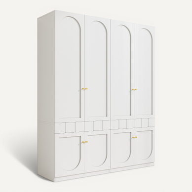 Armoire-lot De 2-avec Tiroirs Pression-meuble De Chambre-en Mdf Et Poignées En Métal-blanc Armoire-lot De 2-avec Tiroirs Pression-meuble De Chambre-en Mdf Et Poignées En Métal-blanc