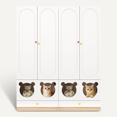 Armoire Enfant 2 Pièces Avec Tringle Et Lit Pour Chat, 160x50x200 Cm, Blanc Armoire Enfant 2 Pièces Avec Tringle Et Lit Pour Chat, 160x50x200 Cm, Blanc