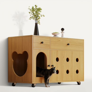 Pour Litière Chat Avec Plateau Amovible, 100x45x66 Cm, Bois Pour Litière Chat Avec Plateau Amovible, 100x45x66 Cm, Bois