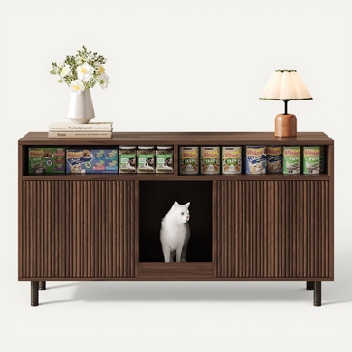 Pour Litière Chat Avec Tapis Collecteur Et étagère, 120x50x66 Cm, Bois Pour Litière Chat Avec Tapis Collecteur Et étagère, 120x50x66 Cm, Bois