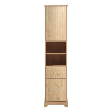 Meuble Colonne Armoires De Salle De Bain Avec 3 Tiroirs Et 2 étagères Ouvertes, Bois Meuble Colonne Armoires De Salle De Bain Avec 3 Tiroirs Et 2 étagères Ouvertes, Bois