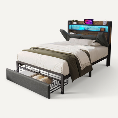 Lit Enfant 90 X 200 Cm Avec Chargement USB, LED Et 1 Tiroir Lit Enfant 90 X 200 Cm Avec Chargement USB, LED Et 1 Tiroir