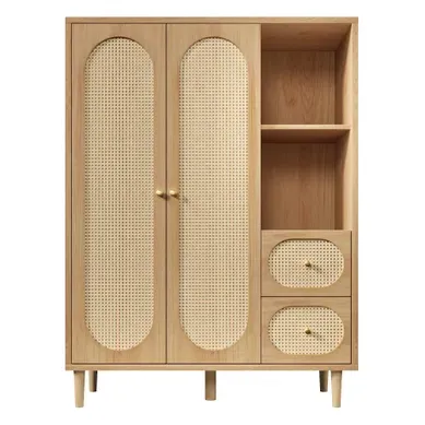 Armoire-pieds Hauts 15.5cm-capacité 60 Kg-en Rotin-couleur Bois Armoire-pieds Hauts 15.5cm-capacité 60 Kg-en Rotin-couleur Bois