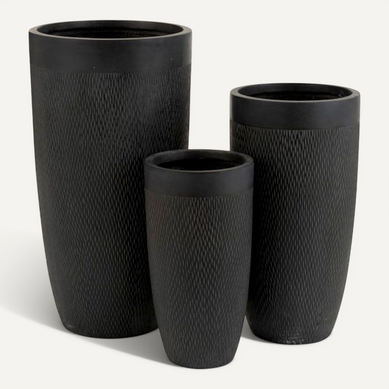 Lot De 3 Vases Ronds Design "argile" 72cm Noir Lot De 3 Vases Ronds Design "argile" 72cm Noir