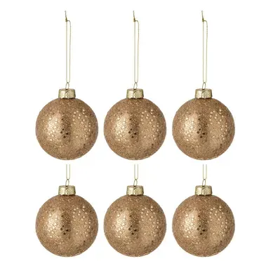 Lot De 6 Boules De Noël "étoiles" 8cm Bronze