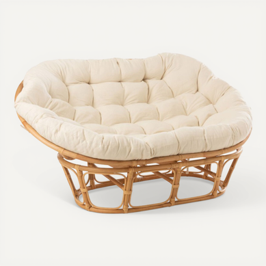 Fauteuil Papasan Double En Rotin Beige - Mika Fauteuil Papasan Double En Rotin Beige - Mika