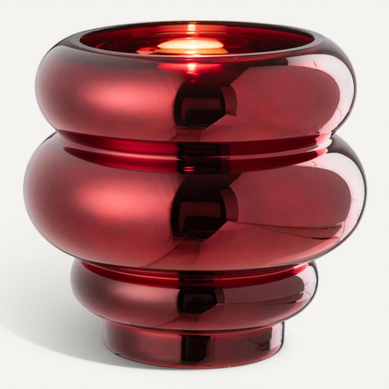 Photophore Design "cléa" 20cm Rouge Foncé