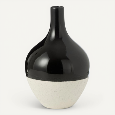 Vase Déco En Porcelaine "iva" 32cm Noir et Blanc Vase Déco En Porcelaine "iva" 32cm Noir et Blanc