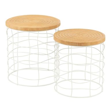 Lot De 2 Tables D'appoint Gigognes "brittney" 50cm Naturel Lot De 2 Tables D'appoint Gigognes "brittney" 50cm Naturel